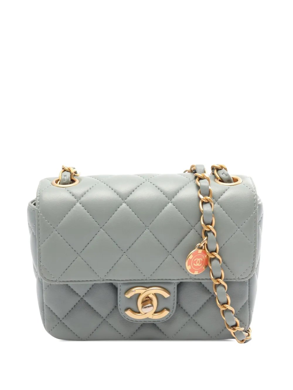 2021-2026 Mini Square Lambskin Casino Royale Charms Single Flap crossbody bag