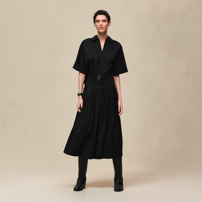 Noir Cropped Polo Blouse