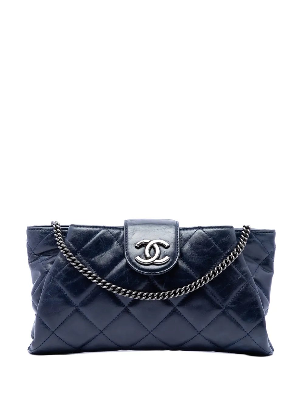 2014-2015 Quilted Glazed Calfskin Coco Pleats Chain Clutch crossbody bag