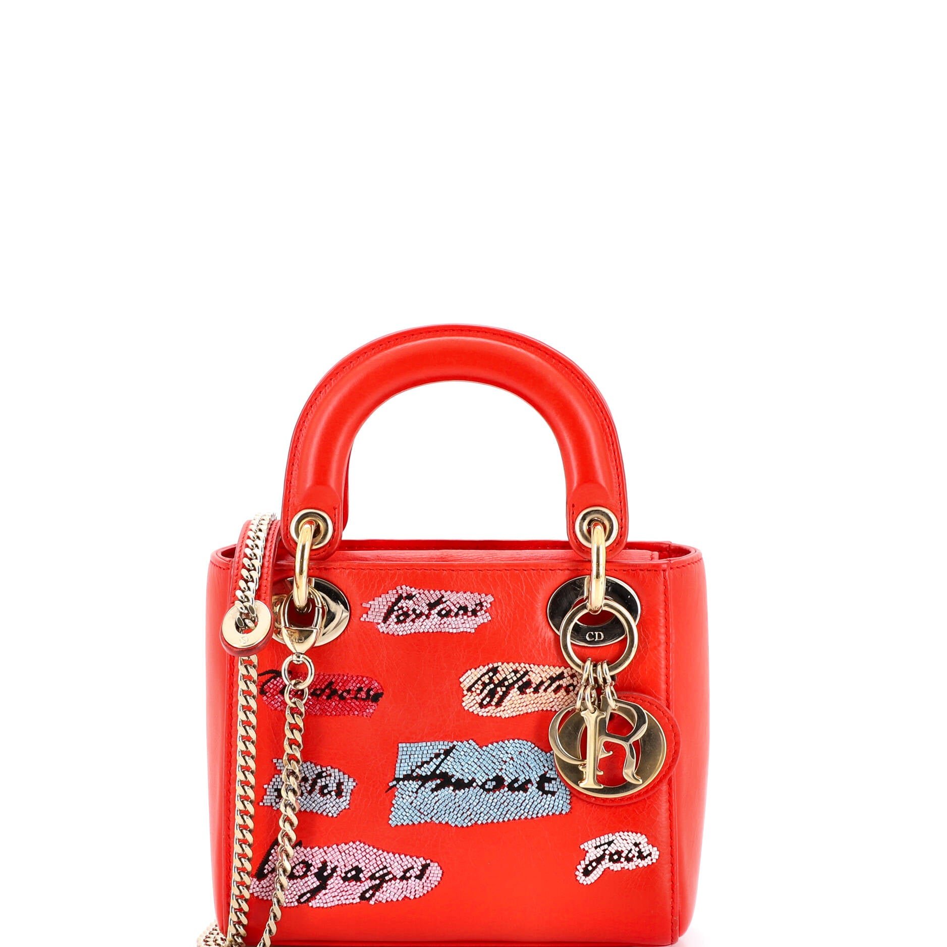 Dior Lady Dior Chain Bag Beaded Leather Mini