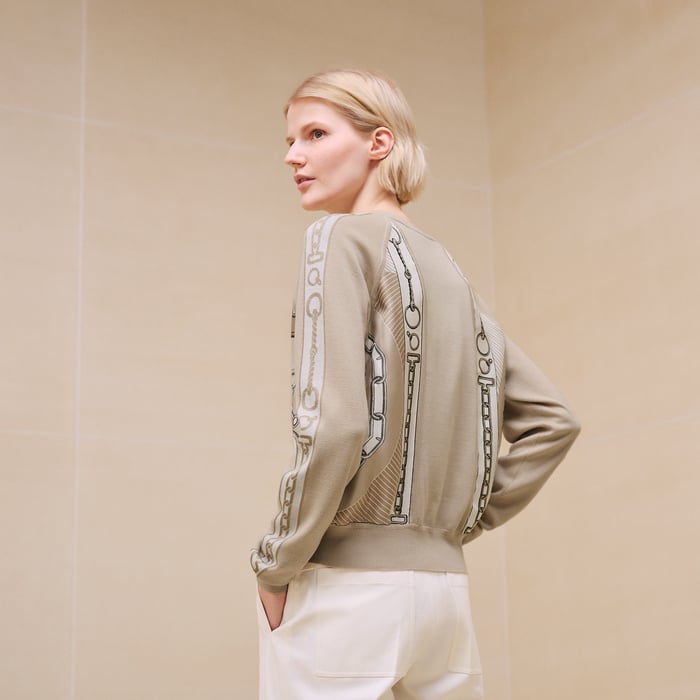 Beige Glaise "Effet Kaleidoscope" Long-sleeve Twillaine Sweater
