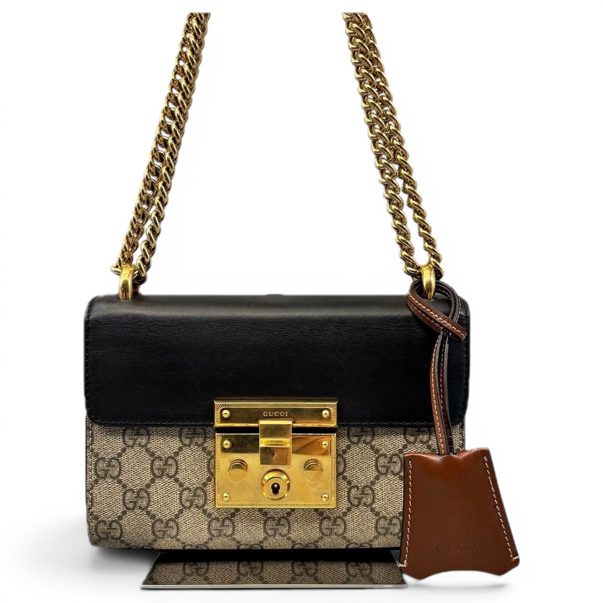Padlock leather handbag