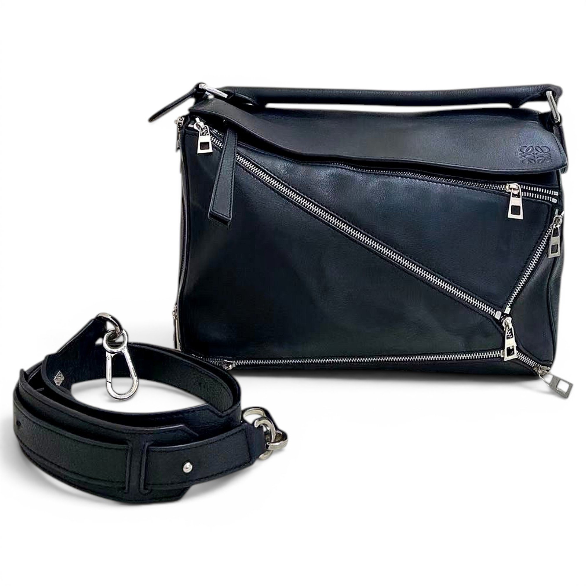 Puzzle leather handbag
