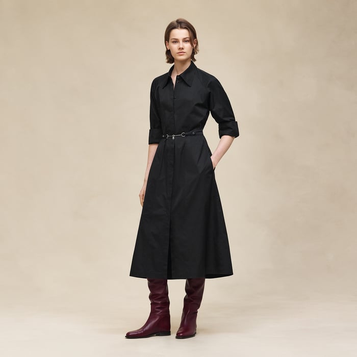Noir Robe Chemise Équestre
