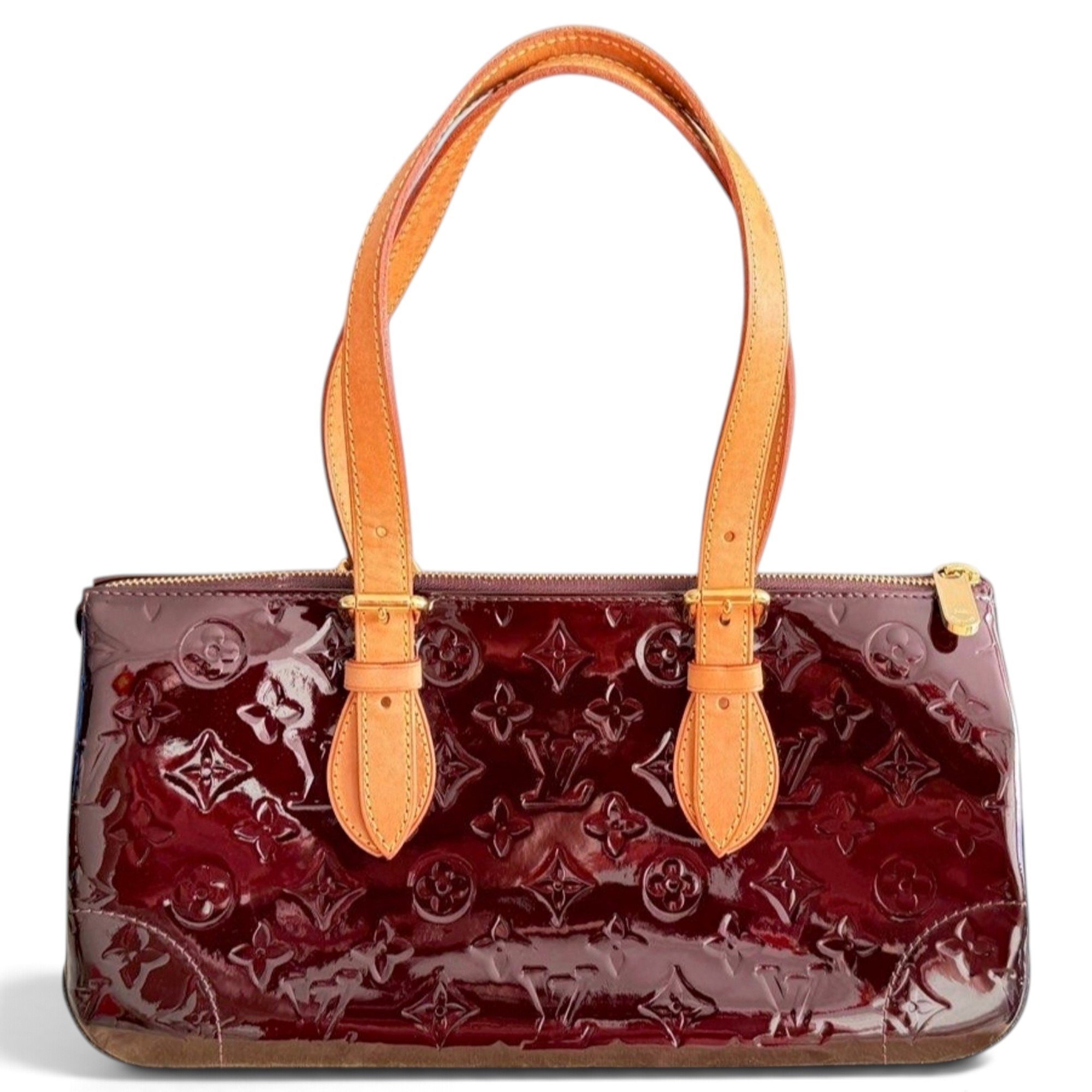Rosewood patent leather handbag