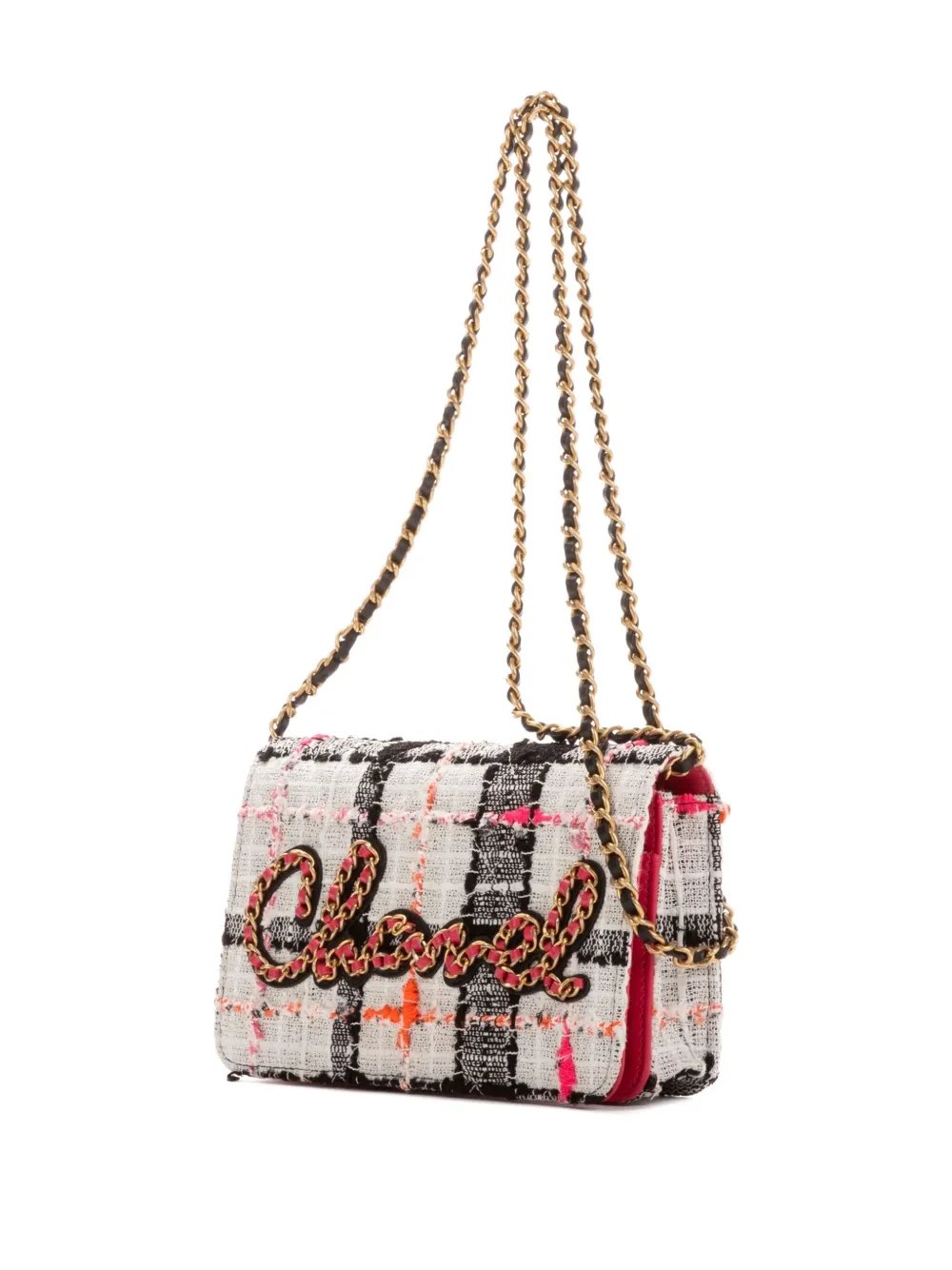 chain-strap tweed shoulder bag