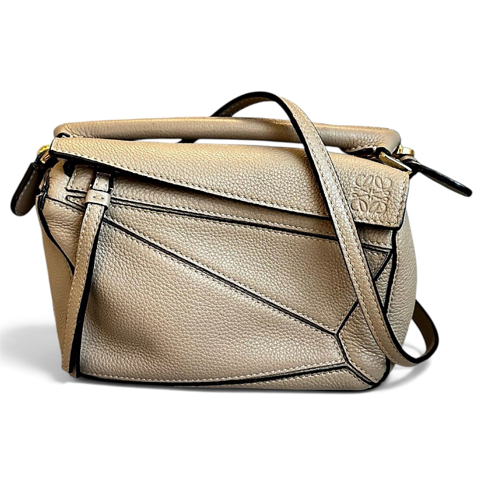 Puzzle leather handbag