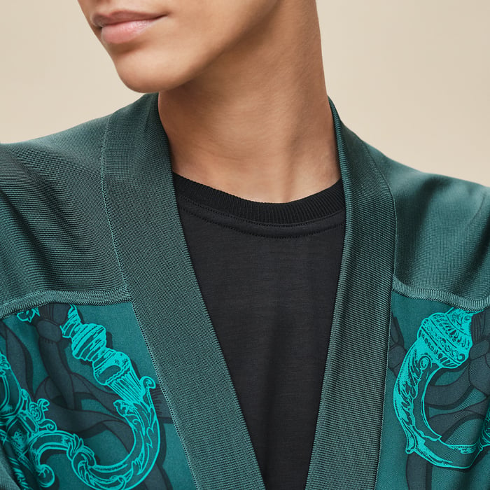 Vert Pin Cardigan Long Manches Longues Twillaine Imprimé « ferronnerie Remix »