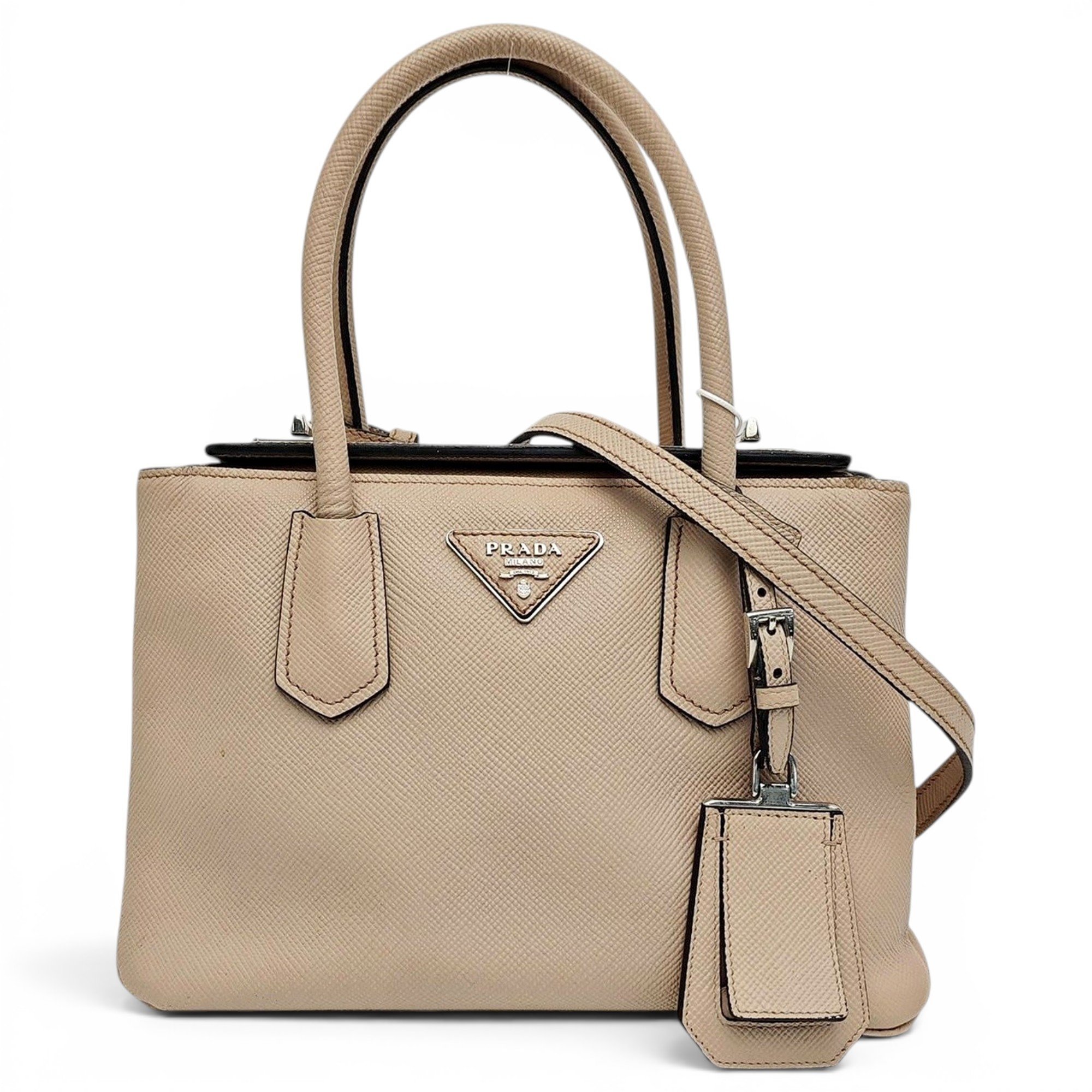 Double leather handbag