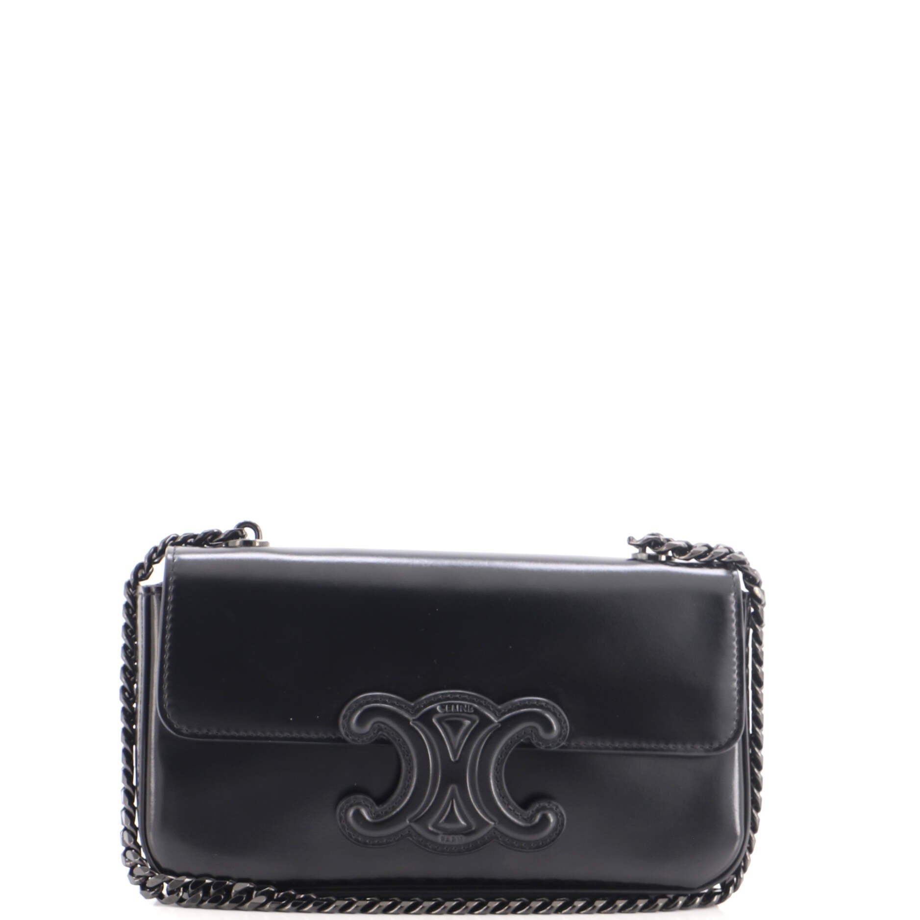 Triomphe Chain Shoulder Bag Leather Small