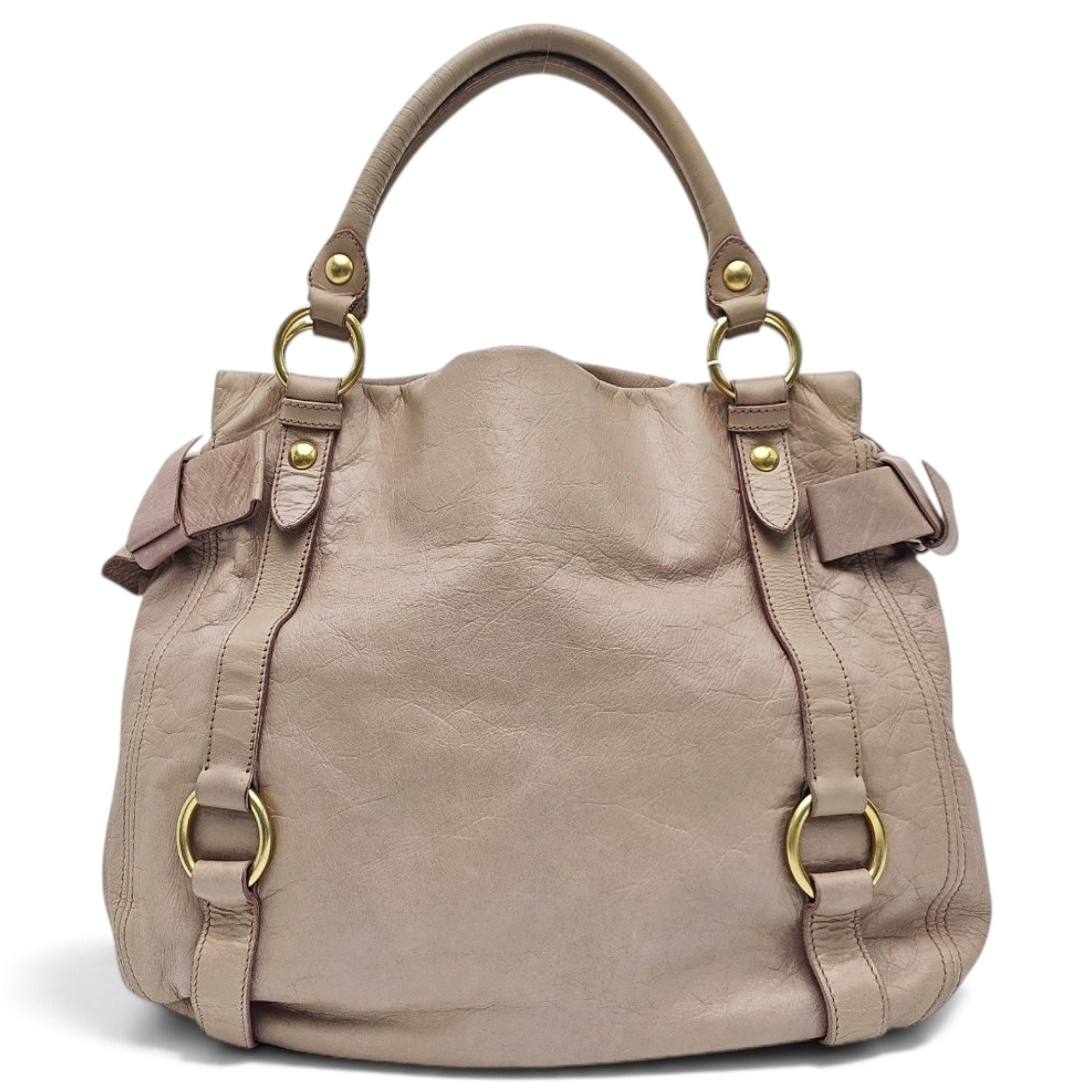 Bow bag leather handbag
