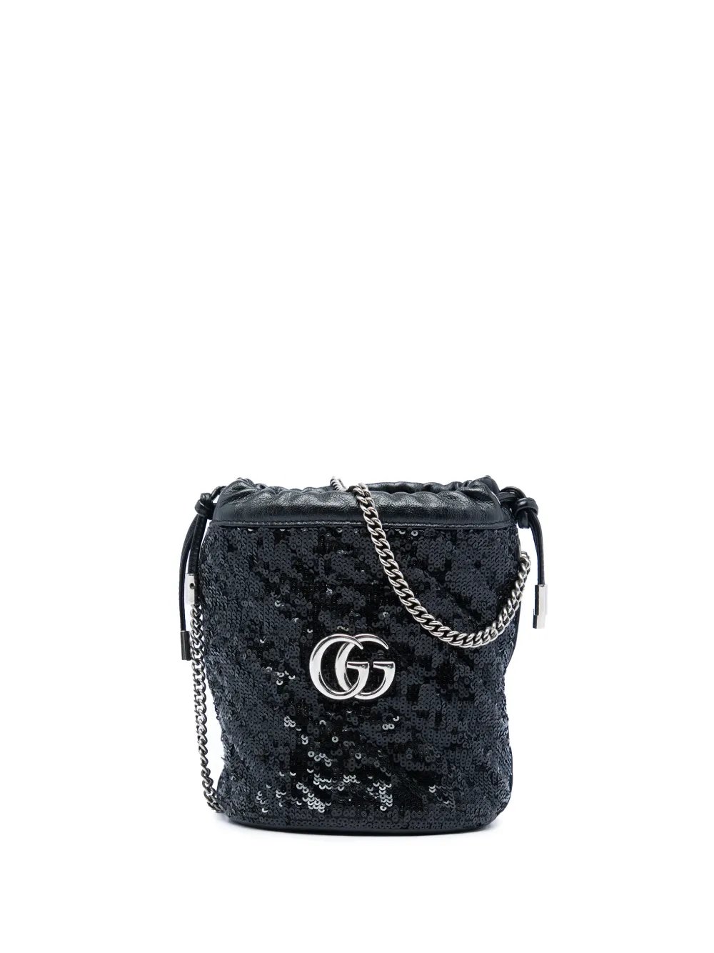 2016-2026 Small GG Marmont Sequined Diagonal Matelasse Calfskin bucket bag