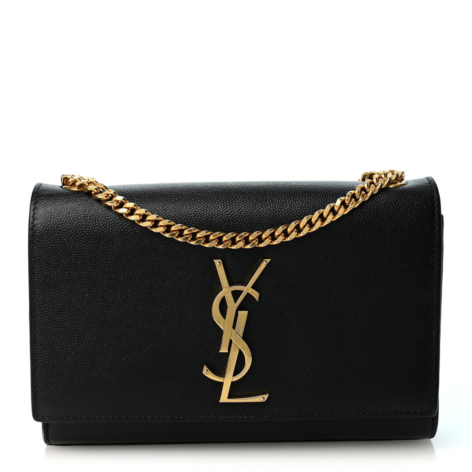Saint Laurent Grain De Poudre Small Classic Monogram Kate Satchel Black