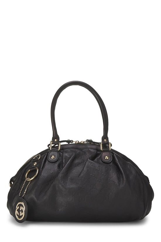 Black Guccissima Leather Sukey Boston Handbag