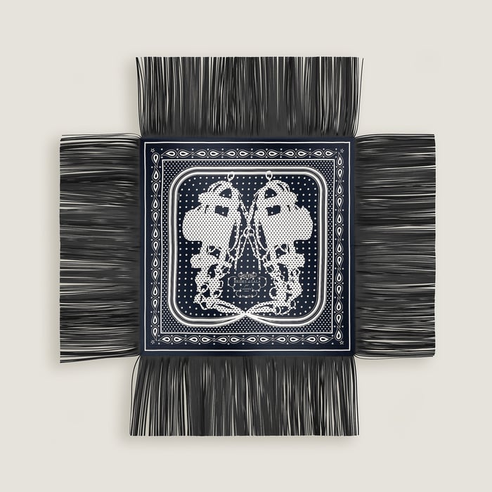 Bleu Noir Brides De Gala Folk Bandana 55