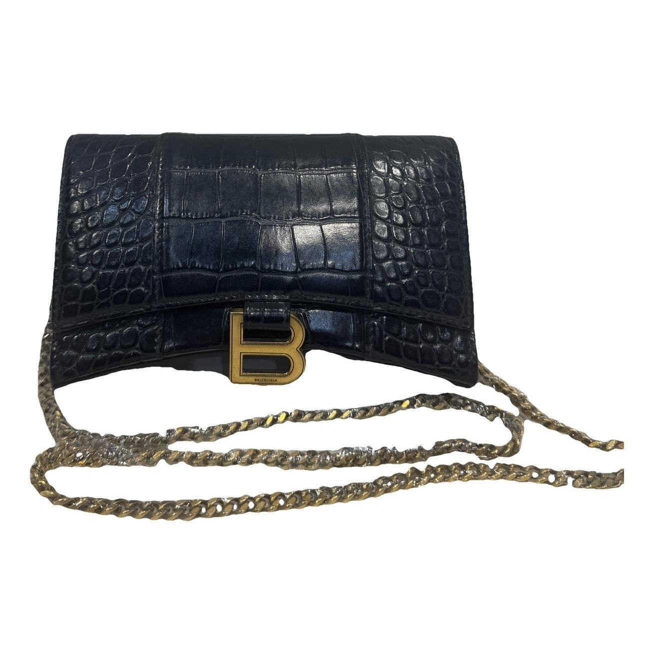 Hourglass leather handbag