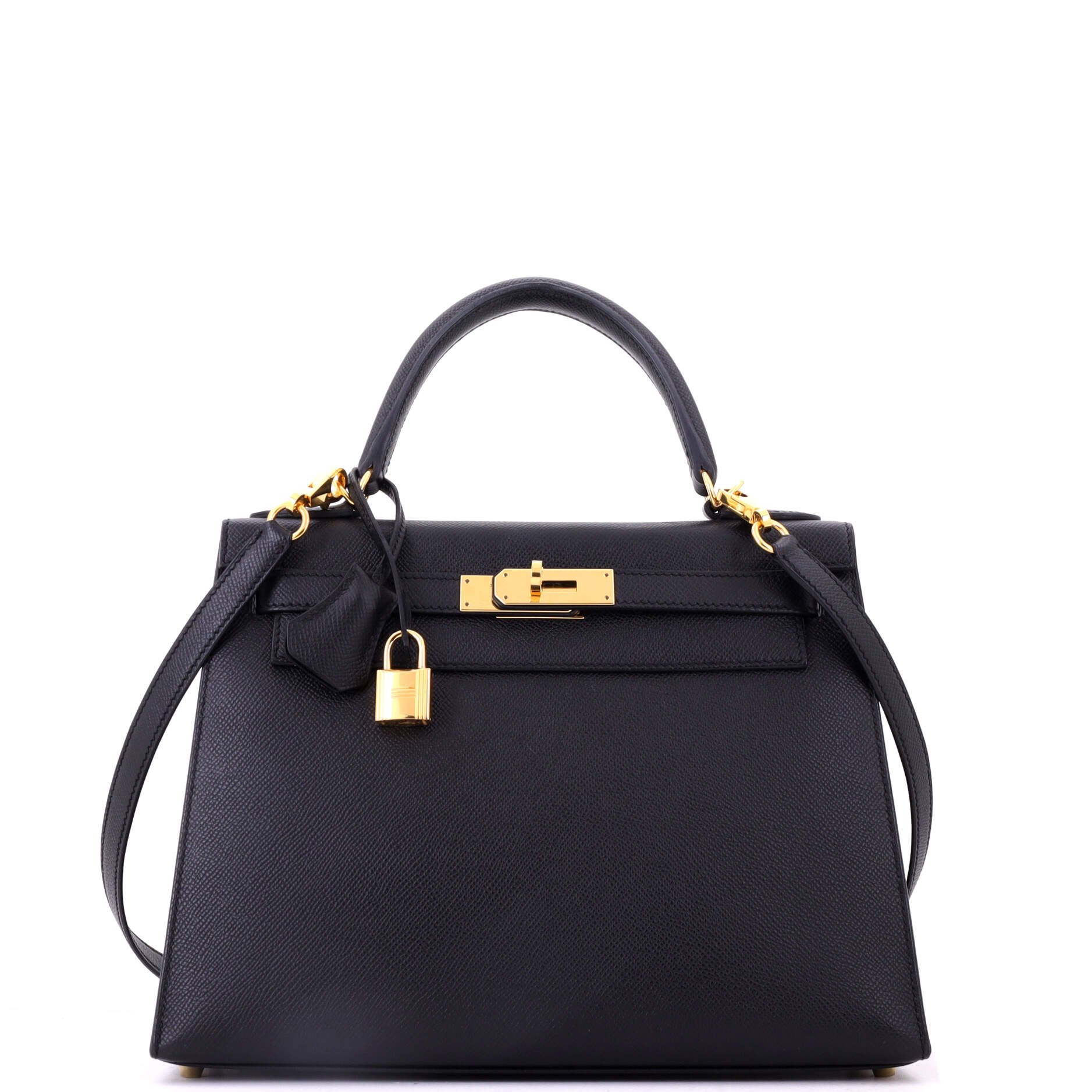 Kelly Handbag Noir Epsom with Gold Hardware 28