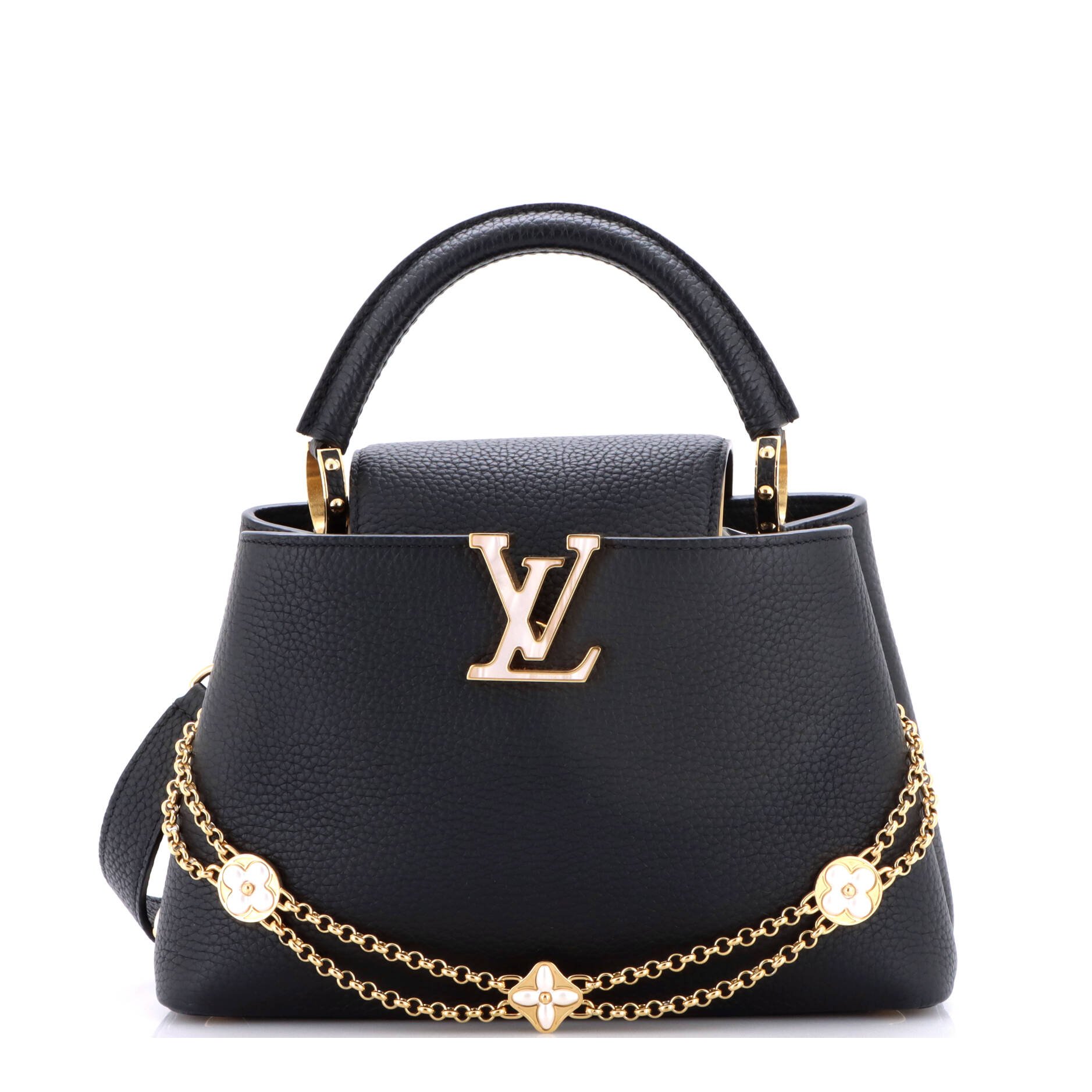 Flower Chain Capucines Bag Leather with Mother of Pearl Effect Detail BB