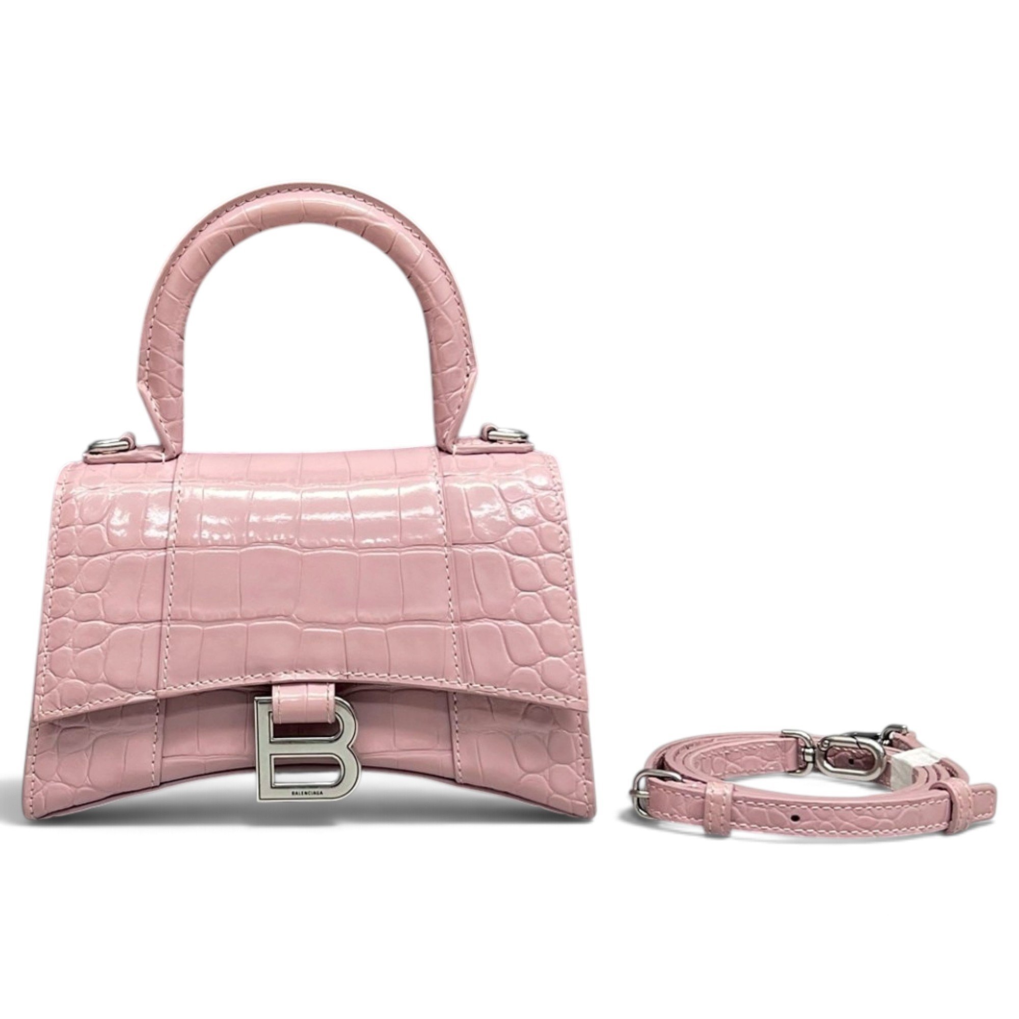 Hourglass leather handbag