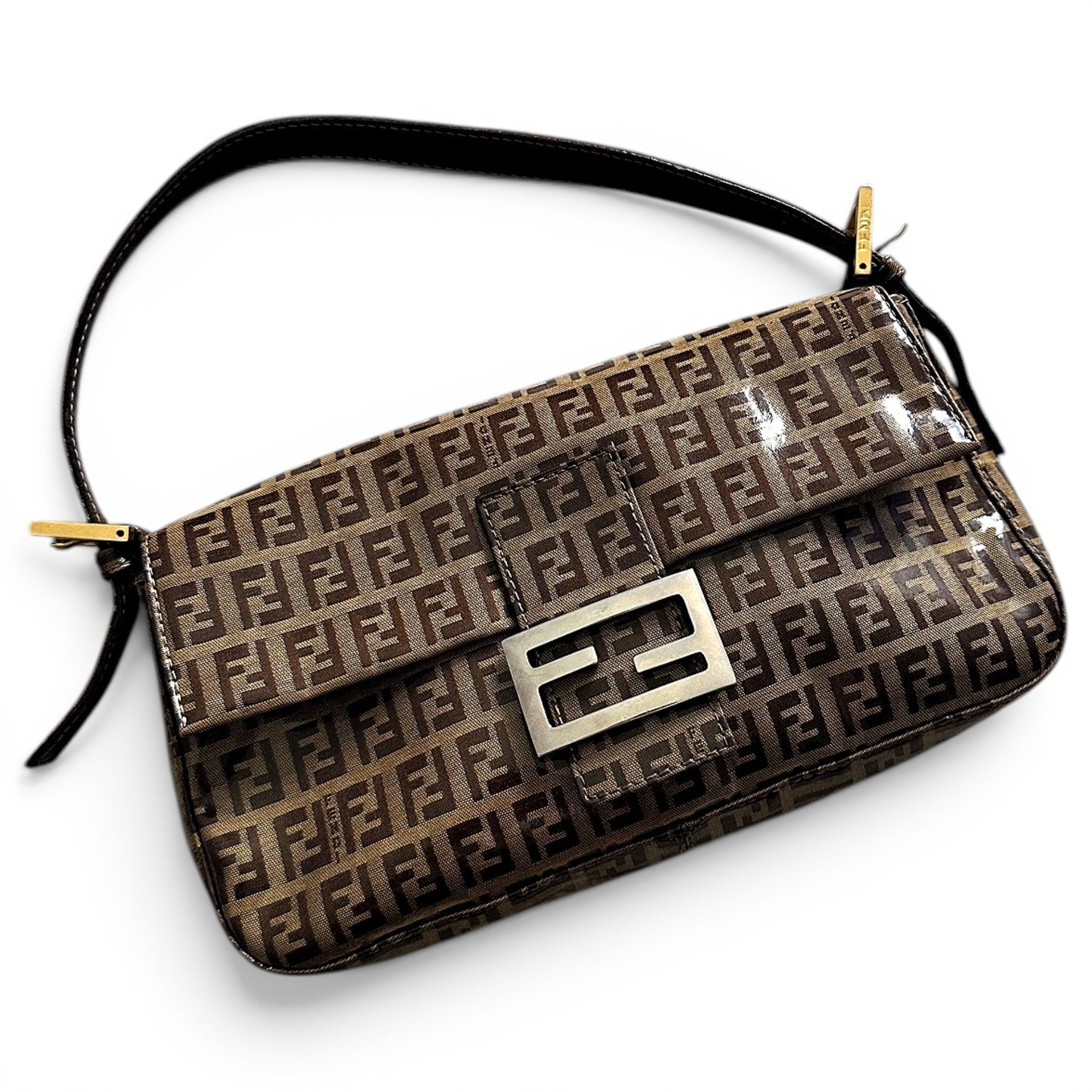 Baguette patent leather handbag
