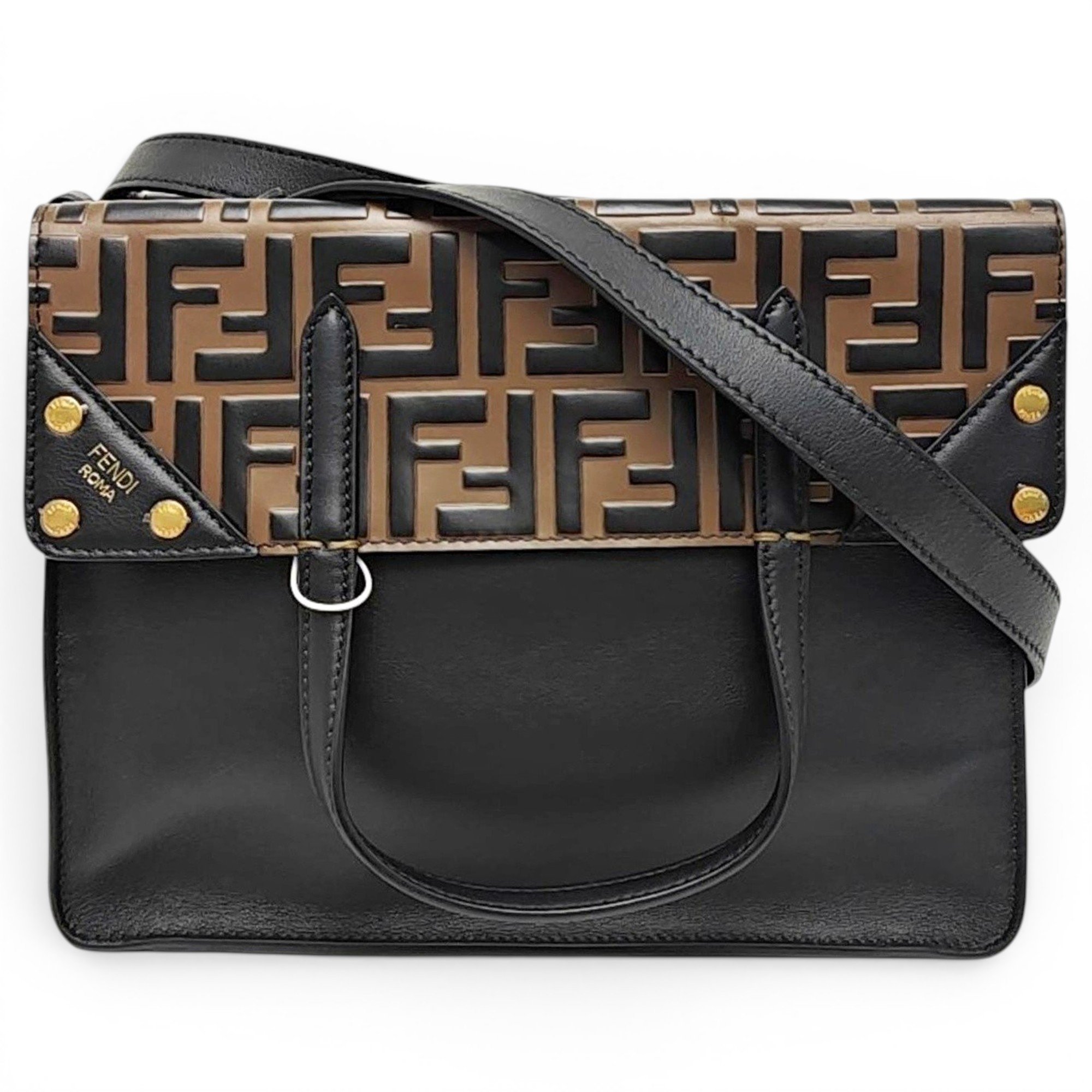 Flip leather handbag