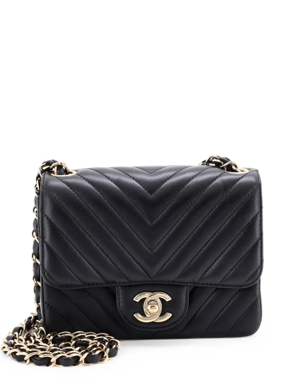 Square Classic Single Flap Bag Chevron Lambskin Mini crossbody bag