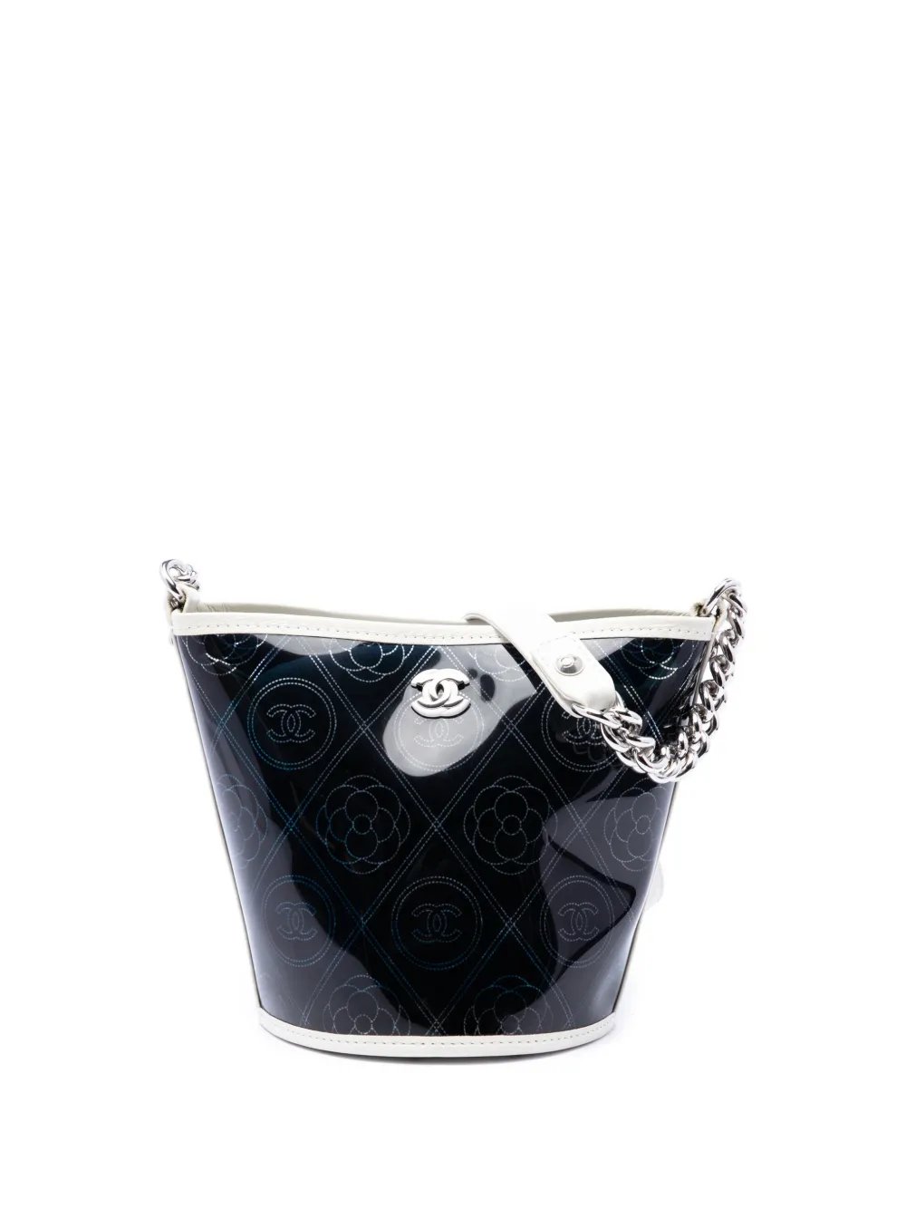 2018 Small PVC and Crumpled Calfskin Camellia Coco bucket bag