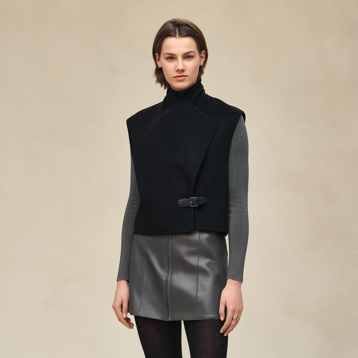 Noir Cashmere Sleeveless Short Vest