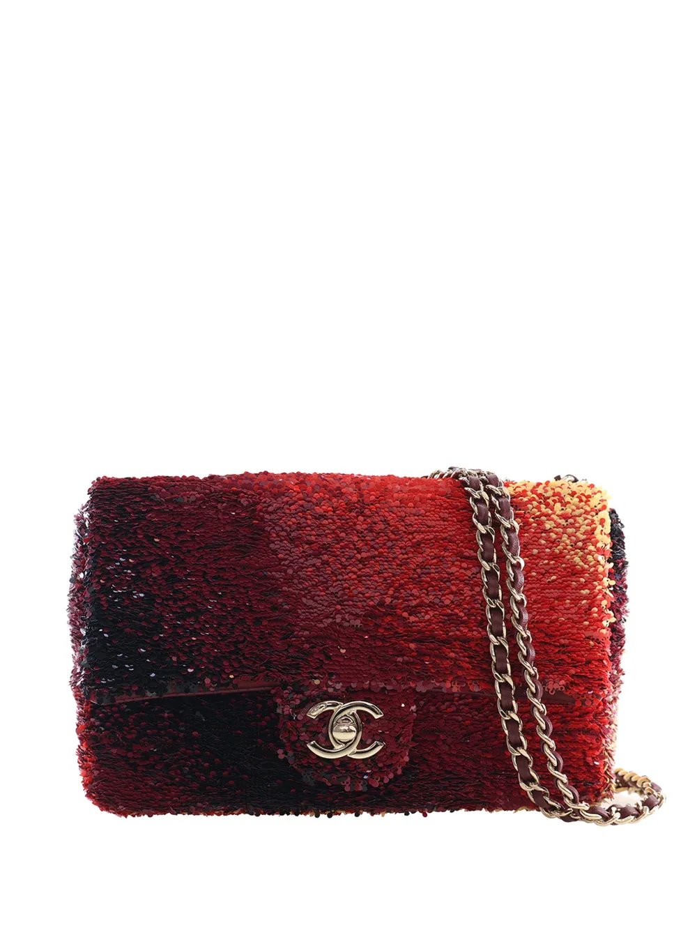 2021-2026 Small CC Lambskin Sequin Sunset Flame Ombre Flap shoulder bag