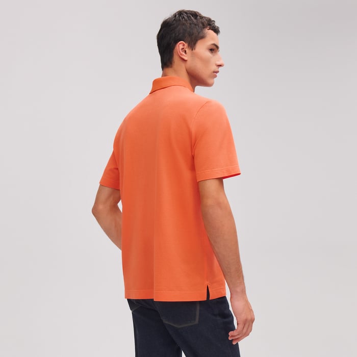 Orange Hermès "H" Embroidered Buttoned Polo Shirt