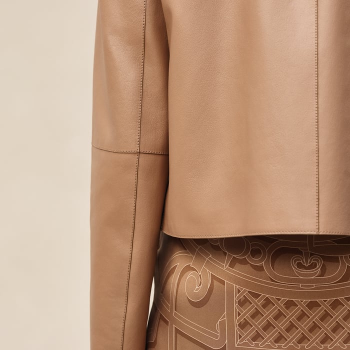 Beige Zénith Leather Jacket