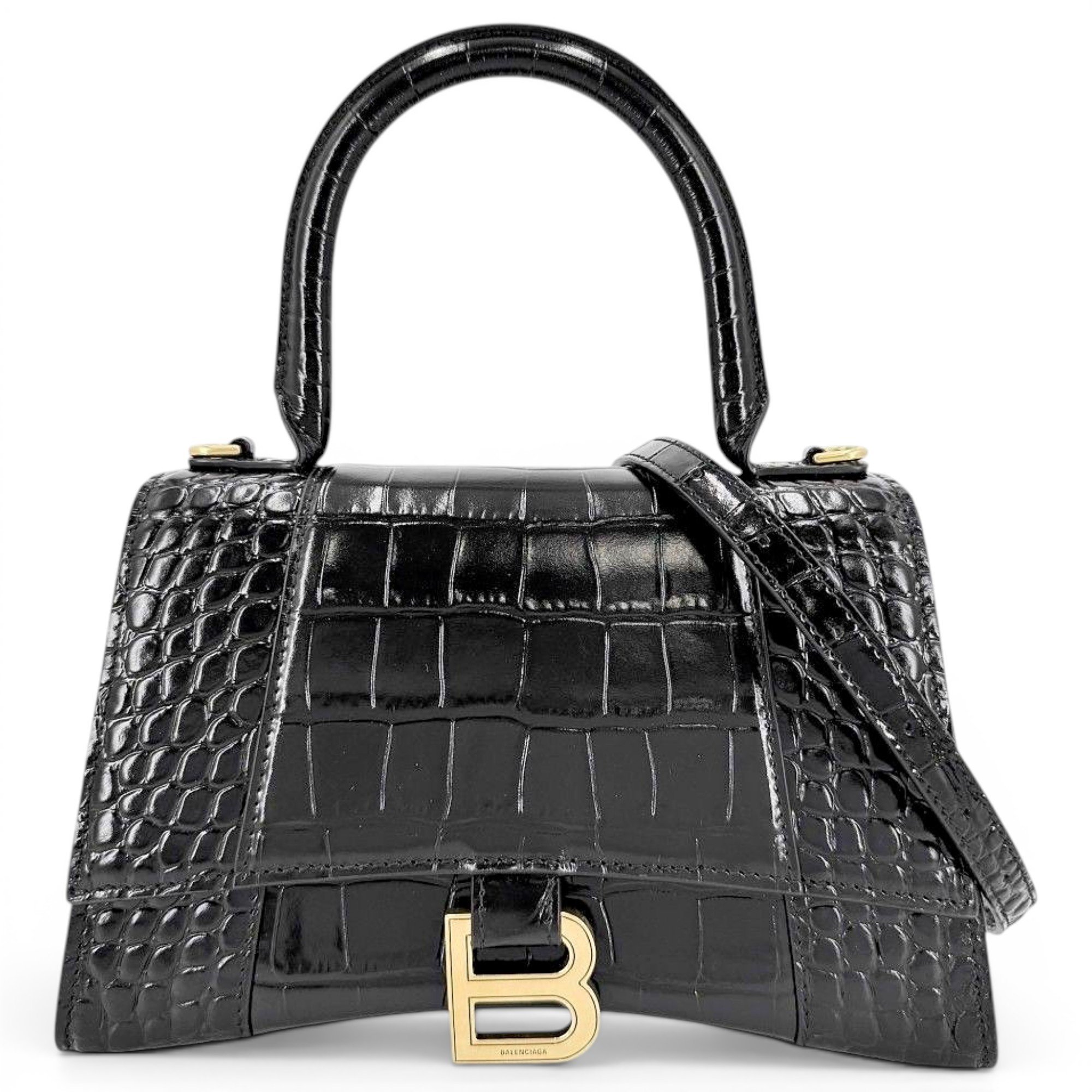 Hourglass leather handbag