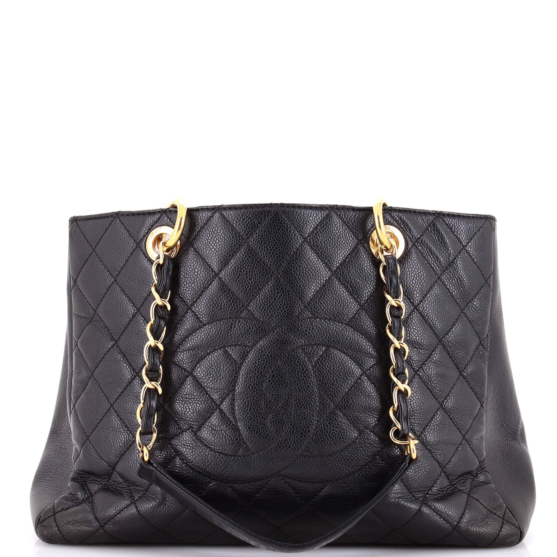 Grand Shopping Tote Quilted Caviar