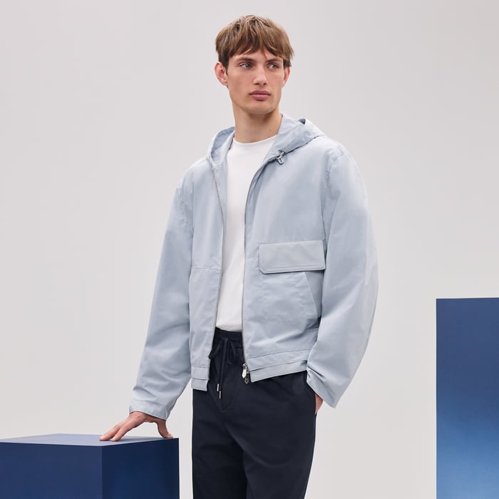 Glacier Hooded Jacket With Leather Details