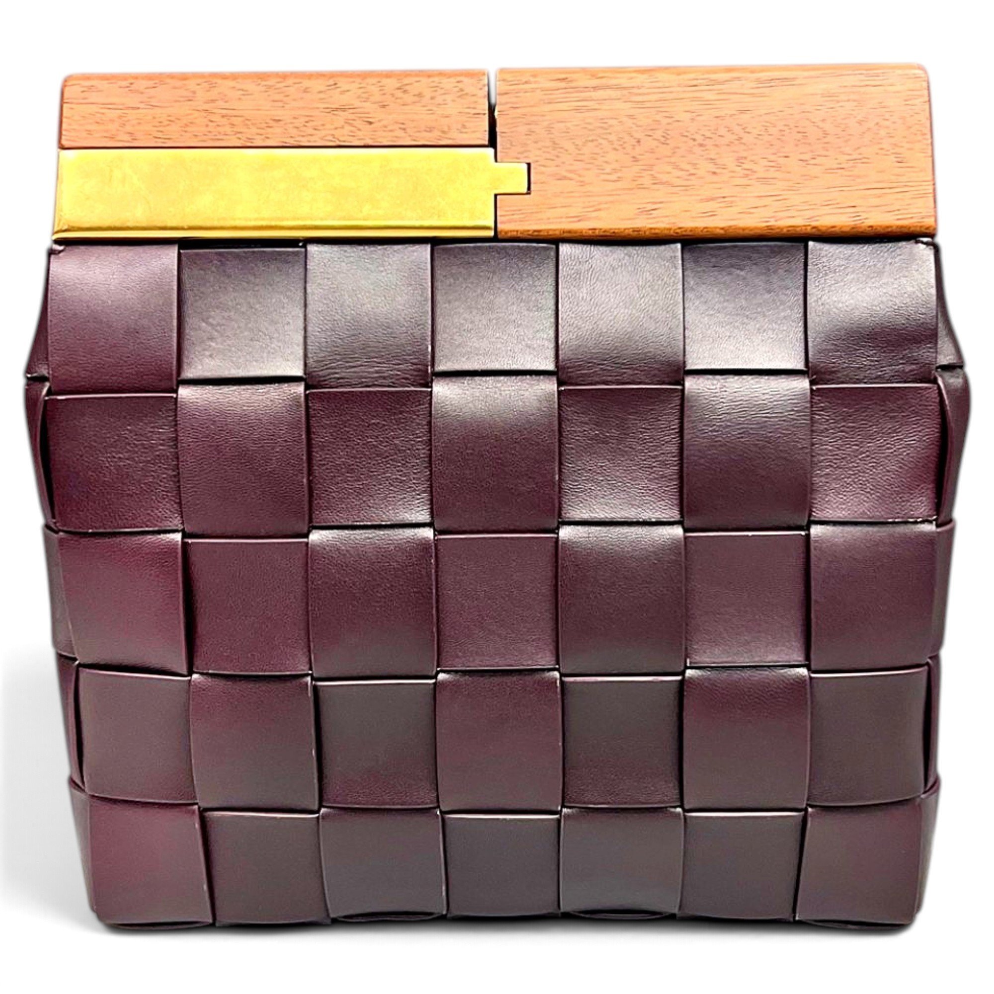 Snap leather clutch bag