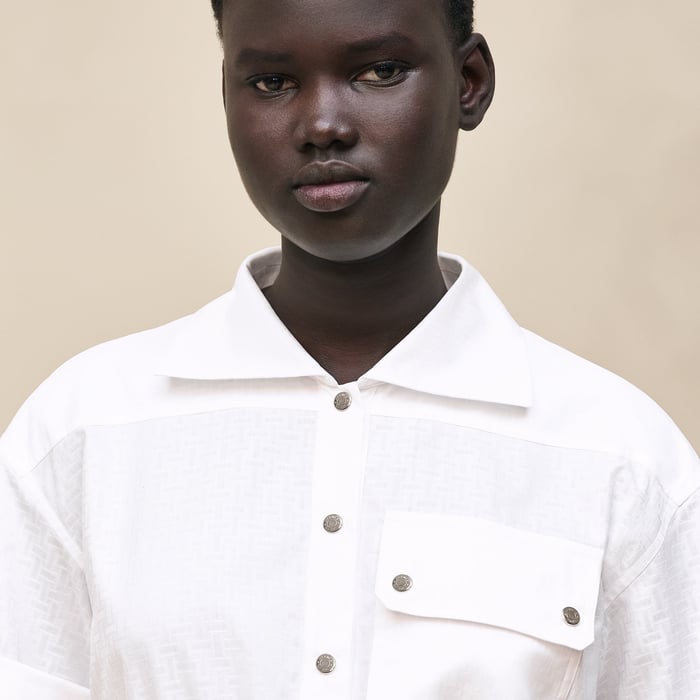 Blanc "Mosaique" Short-sleeve Dress
