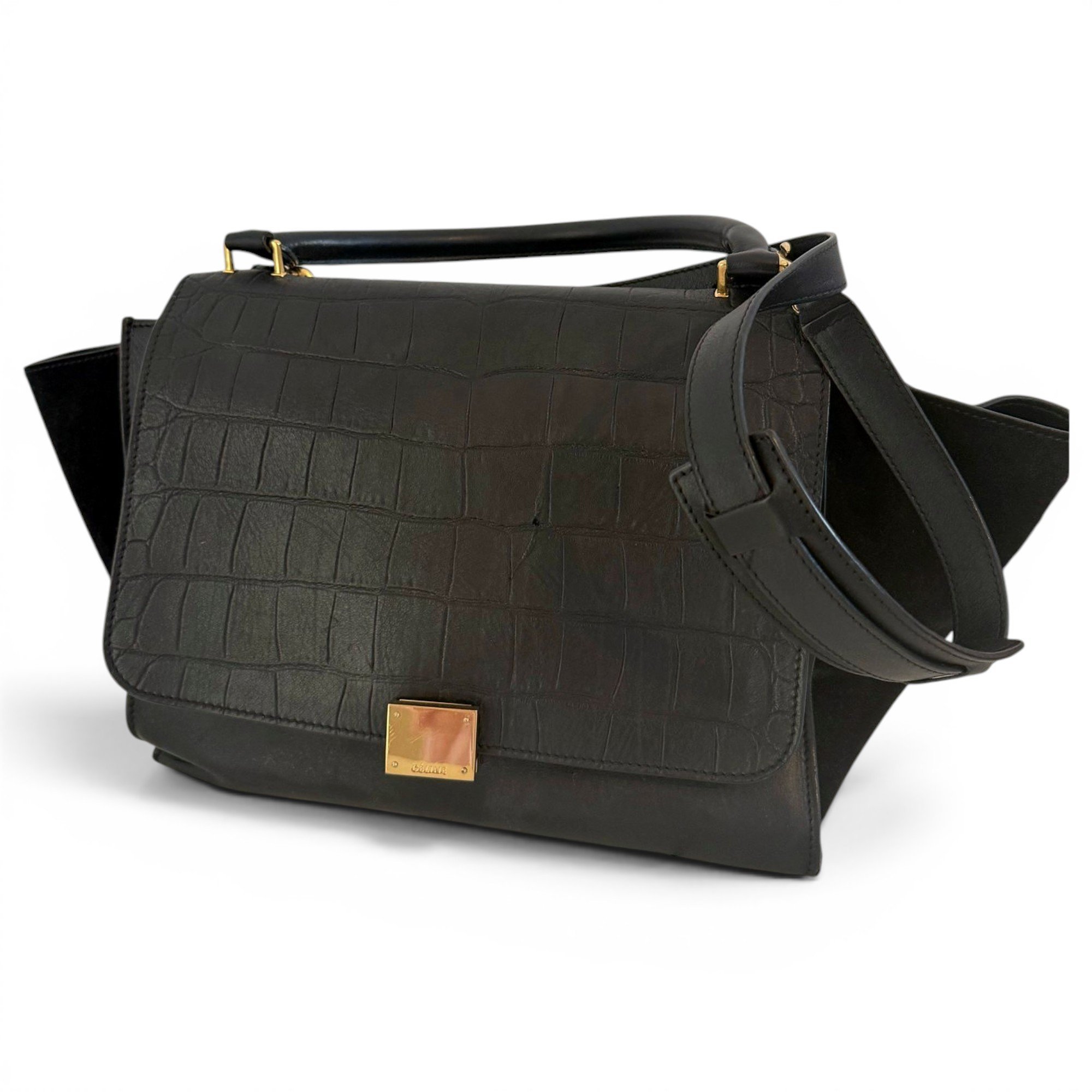Trapèze leather handbag