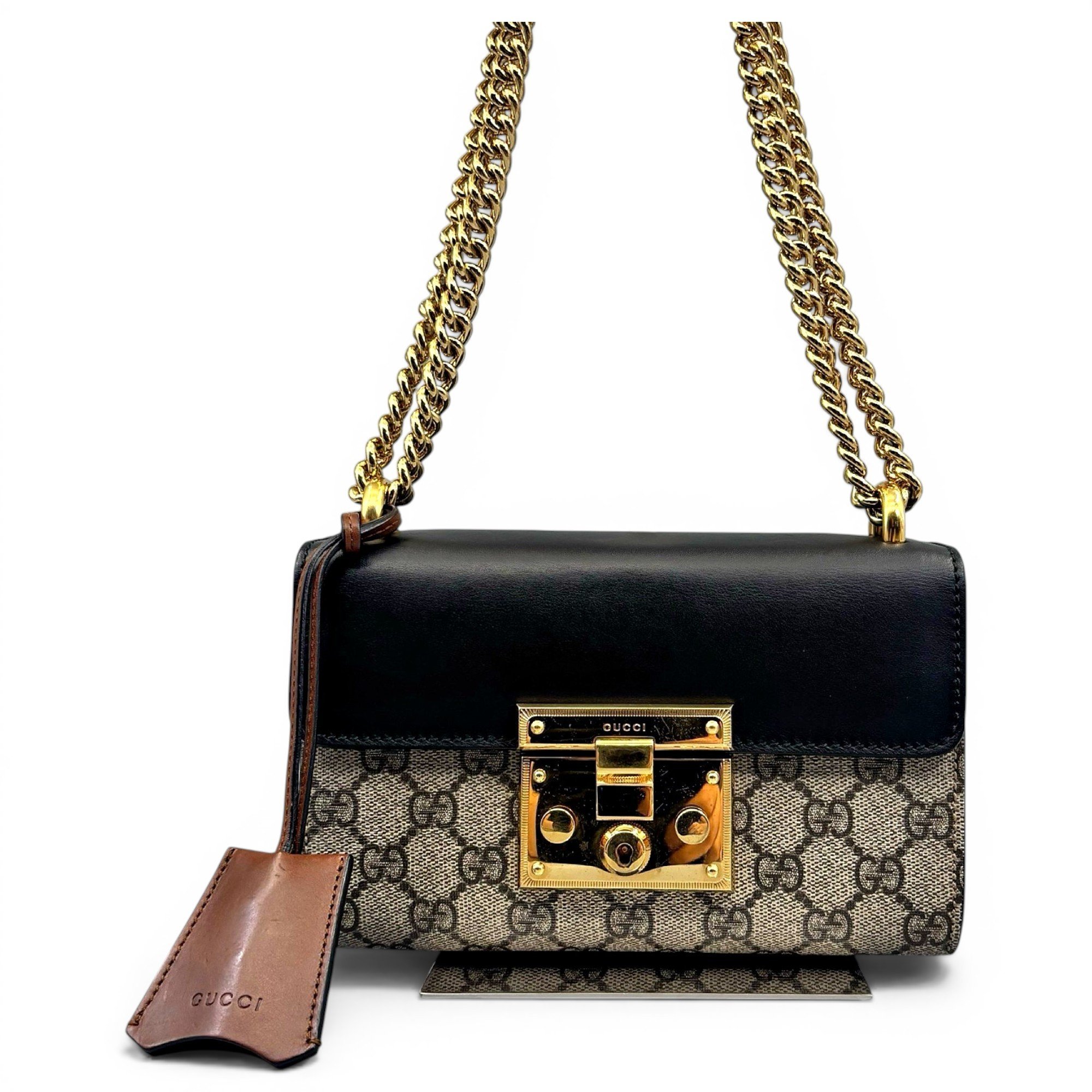 Padlock leather handbag