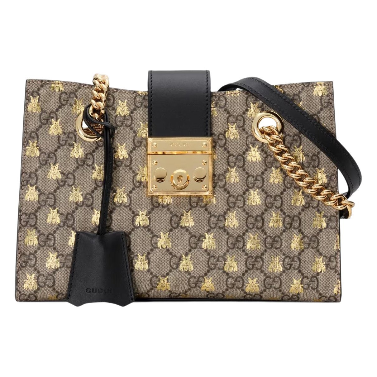 Padlock leather handbag