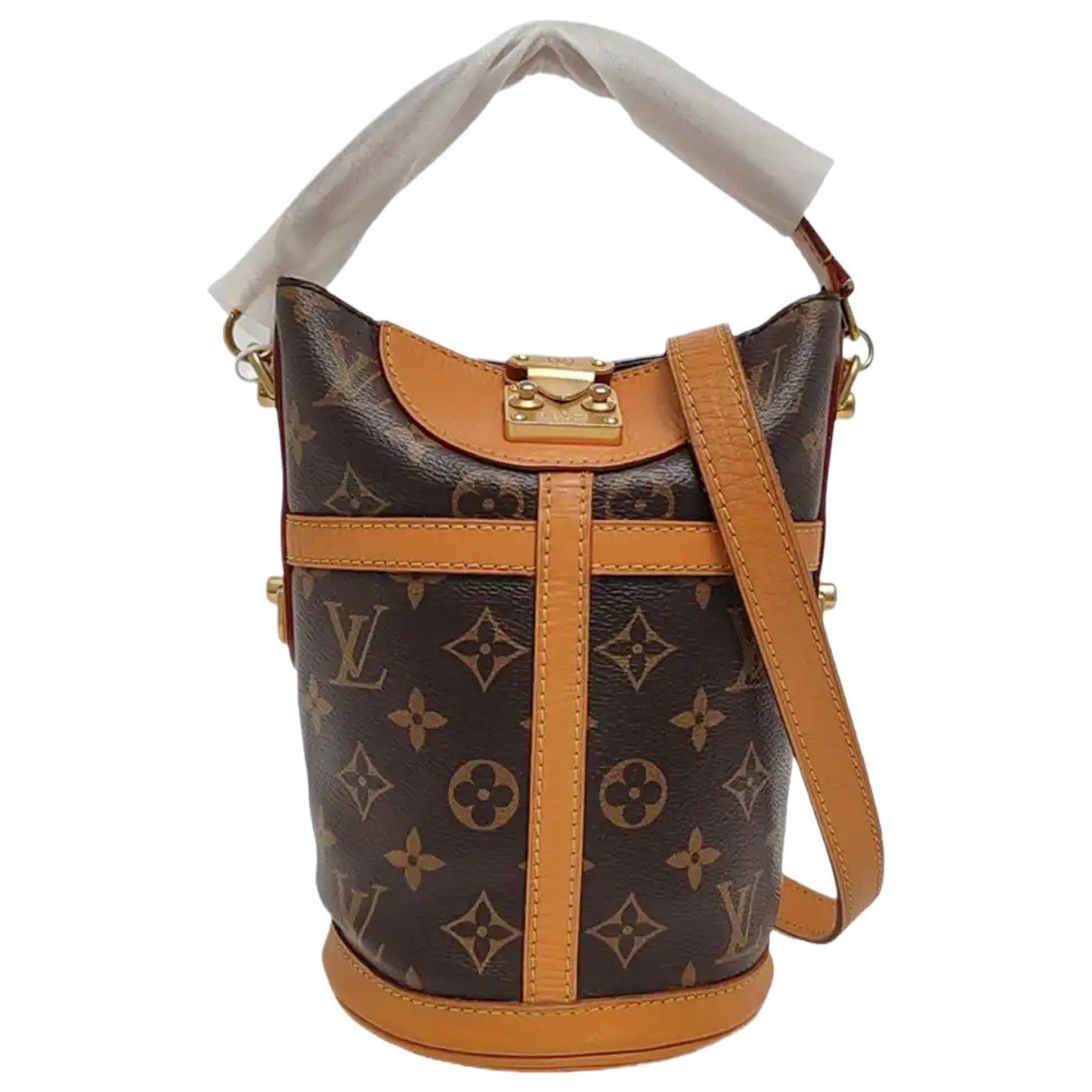 Duffle leather handbag