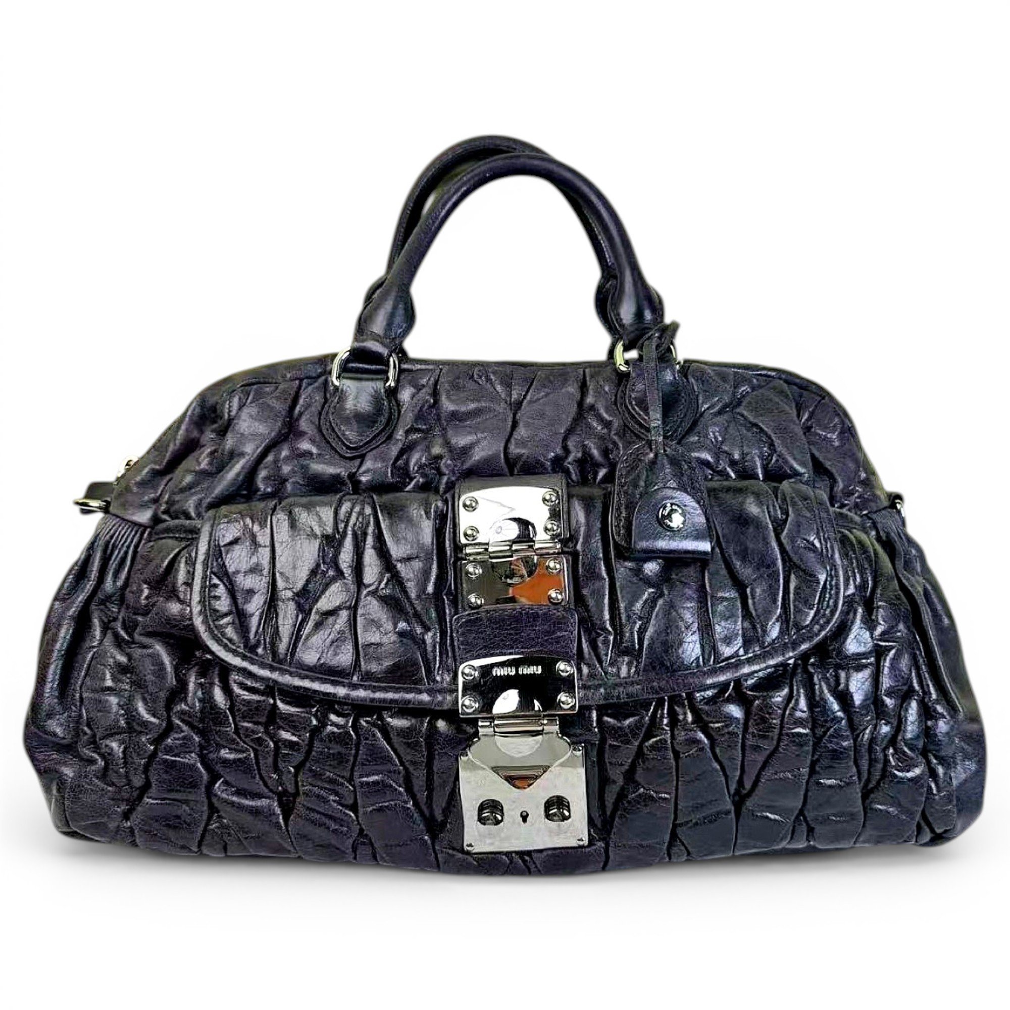 Coffer leather handbag