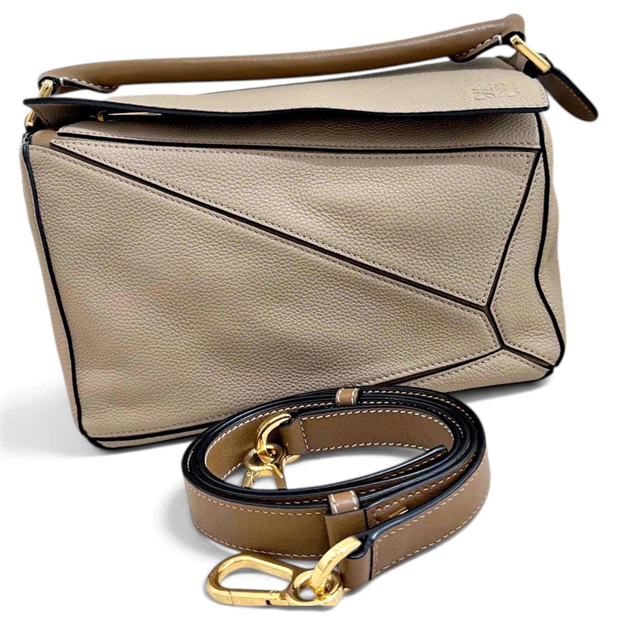 Puzzle leather handbag