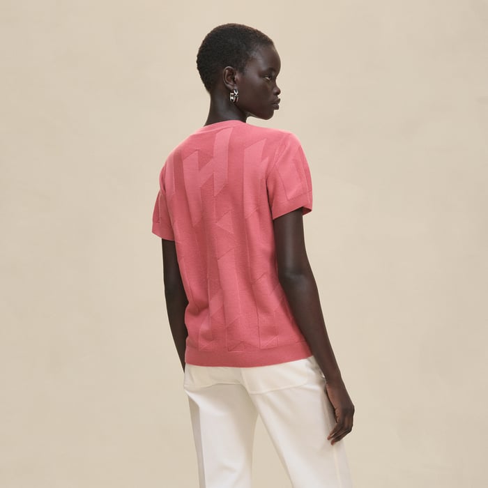 Rose Sorbet "H" Short-sleeve Sweater