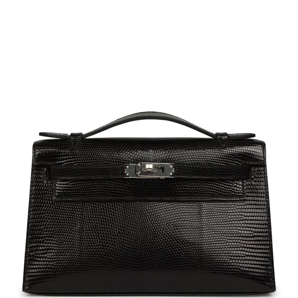 Hermes Kelly Pochette Black Varanus Niloticus Lizard Palladium Hardware