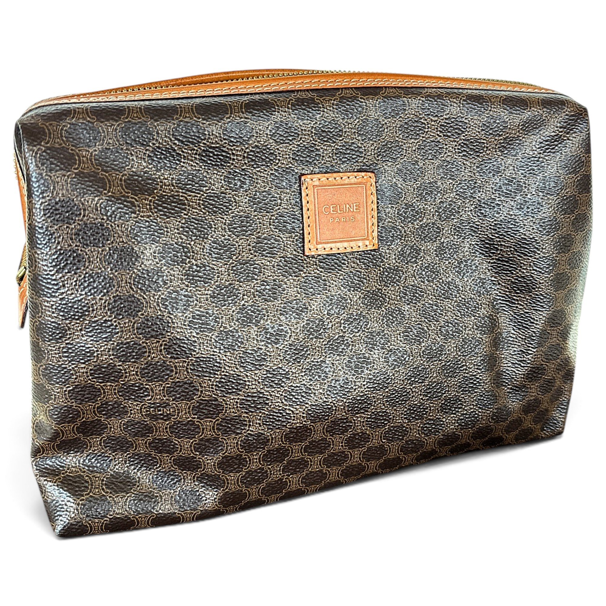 Triomphe Vintage leather clutch bag