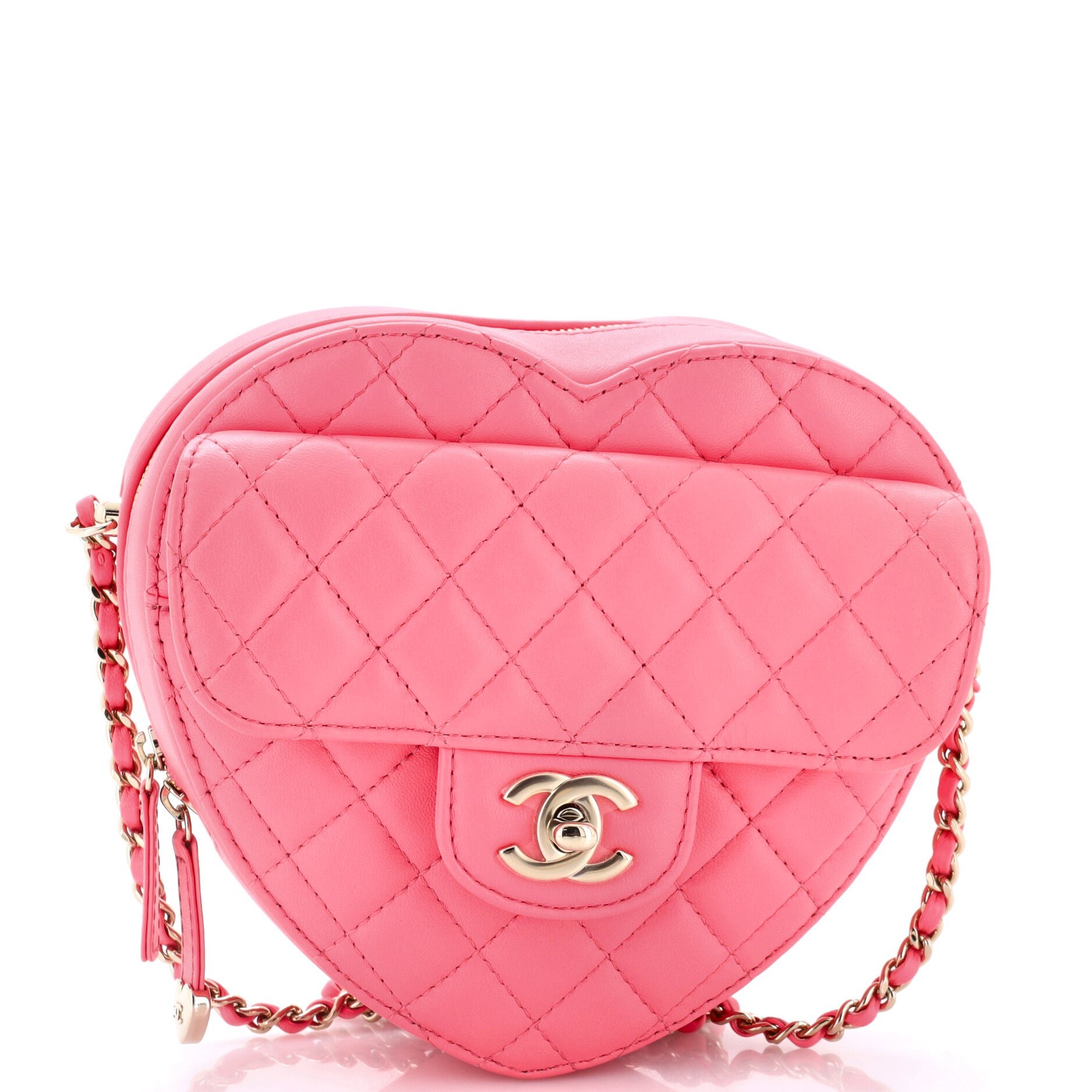 CC in Love Heart Bag Quilted Lambskin Large