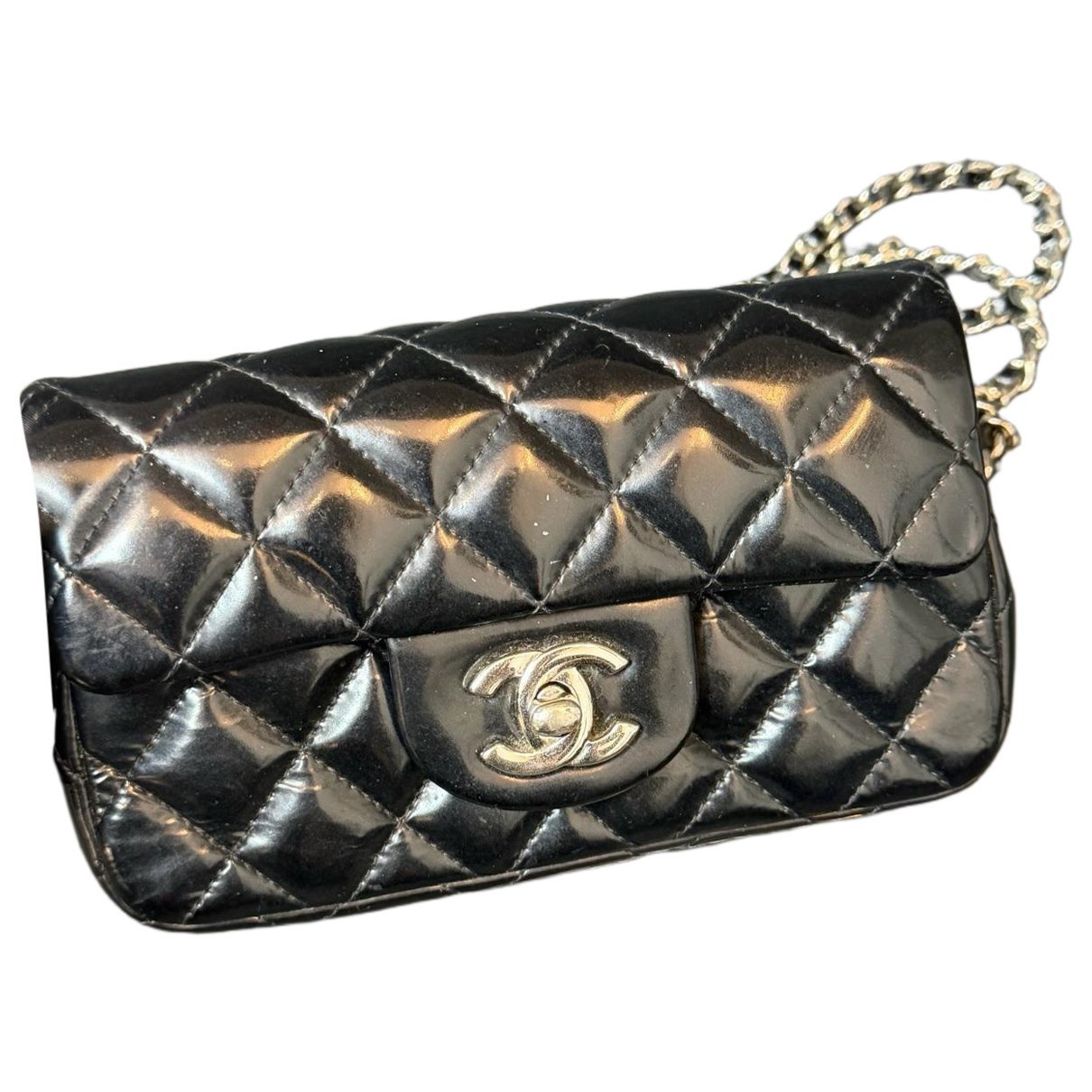 Wallet On Chain patent leather mini bag