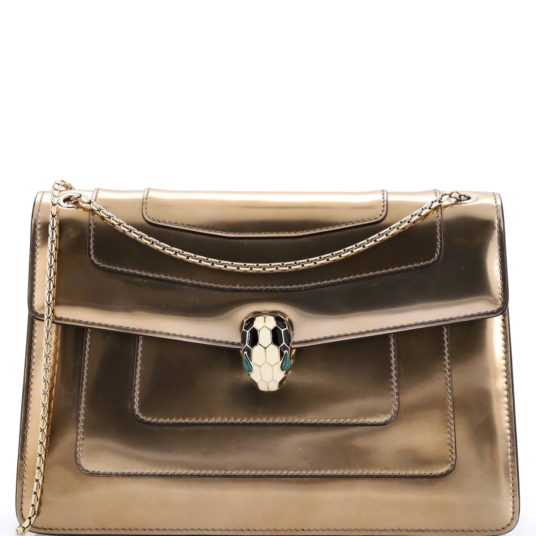 Bvlgari Serpenti Forever Shoulder Bag Metallic Leather Medium