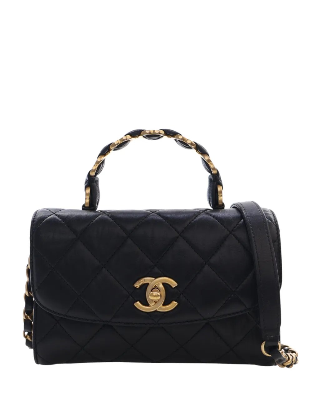 2021 Mini CC Quilted Lambskin Links Top Handle Flap satchel