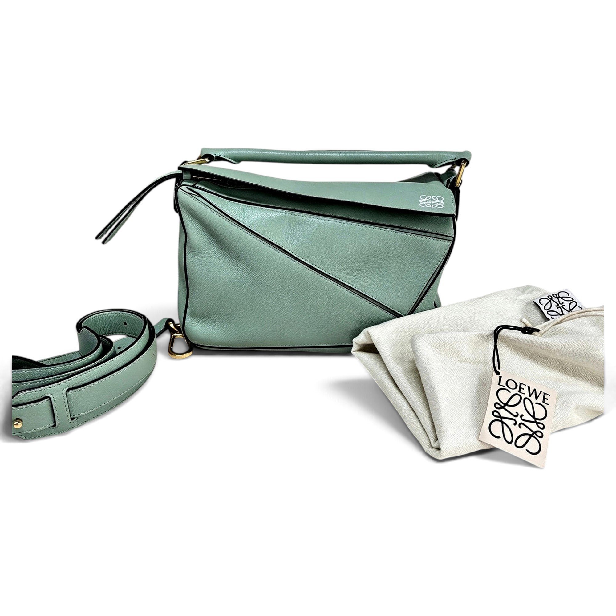 Puzzle leather handbag
